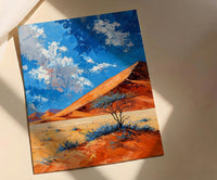 Namib Desert Poster, Red Sand Dune Wall Decor - Blue Sky Landscape