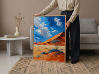 Namib Desert Poster, Red Sand Dune Wall Decor - Blue Sky Landscape