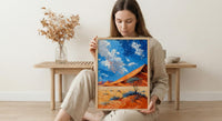 Namib Desert Poster, Red Sand Dune Wall Decor - Blue Sky Landscape