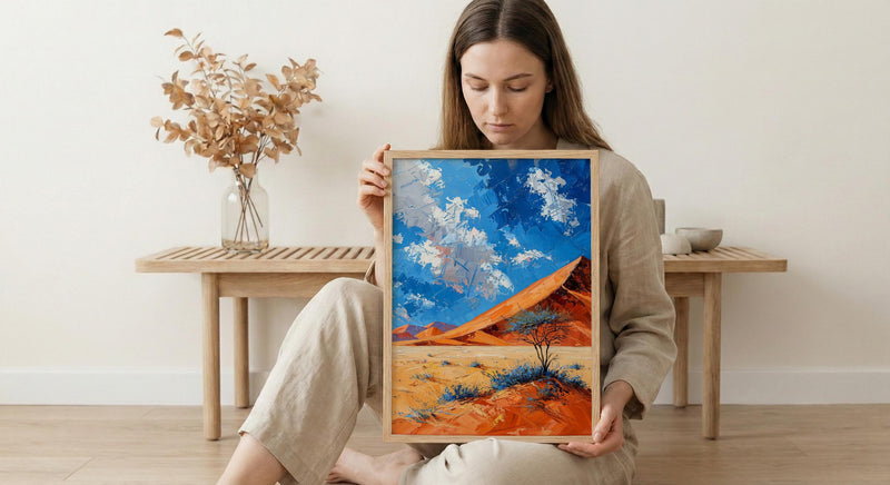Namib Desert Poster, Red Sand Dune Wall Decor - Blue Sky Landscape