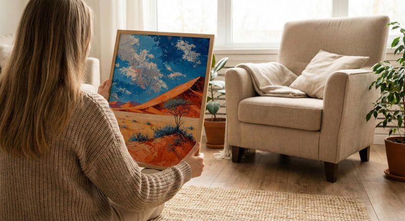 Namib Desert Poster, Red Sand Dune Wall Decor - Blue Sky Landscape