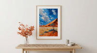 Namib Desert Poster, Red Sand Dune Wall Decor - Blue Sky Landscape