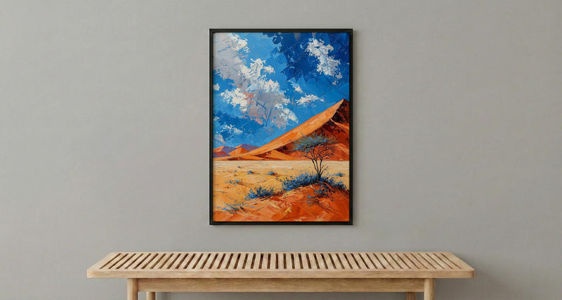 Namib Desert Poster, Red Sand Dune Wall Decor - Blue Sky Landscape