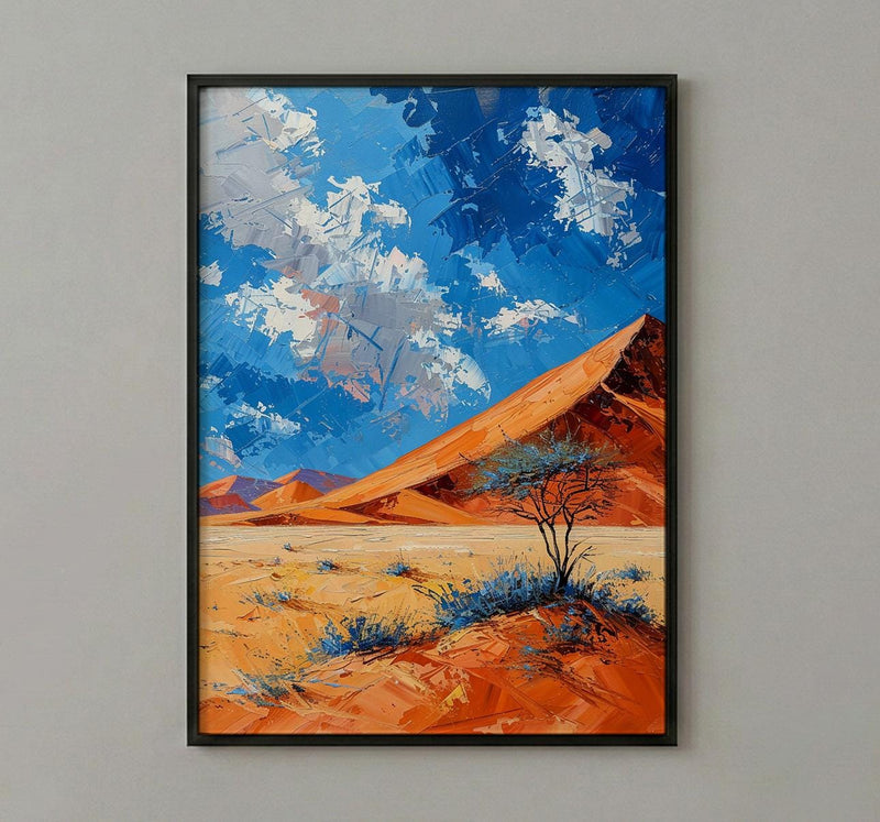 Namib Desert Poster, Red Sand Dune Wall Decor - Blue Sky Landscape