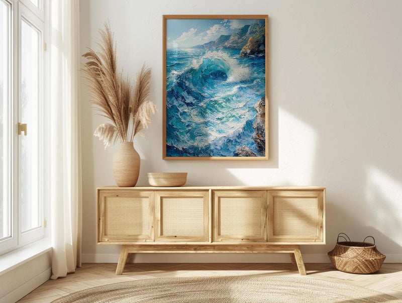 Cape Town Coast Wall Art, Crashing Wave Decor - Rocky Ocean Landscape