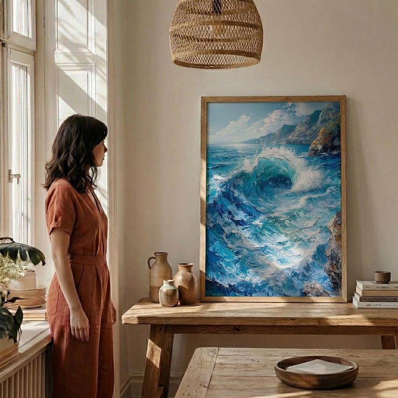 Cape Town Coast Wall Art, Crashing Wave Decor - Rocky Ocean Landscape