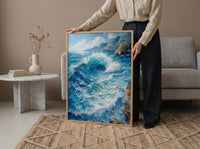 Cape Town Coast Wall Art, Crashing Wave Decor - Rocky Ocean Landscape