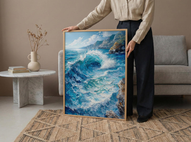 Cape Town Coast Wall Art, Crashing Wave Decor - Rocky Ocean Landscape