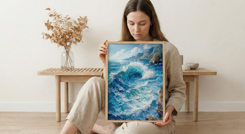 Cape Town Coast Wall Art, Crashing Wave Decor - Rocky Ocean Landscape
