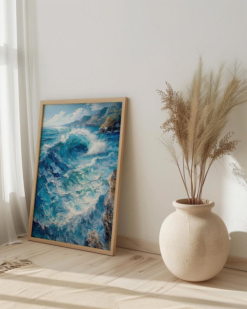 Cape Town Coast Wall Art, Crashing Wave Decor - Rocky Ocean Landscape