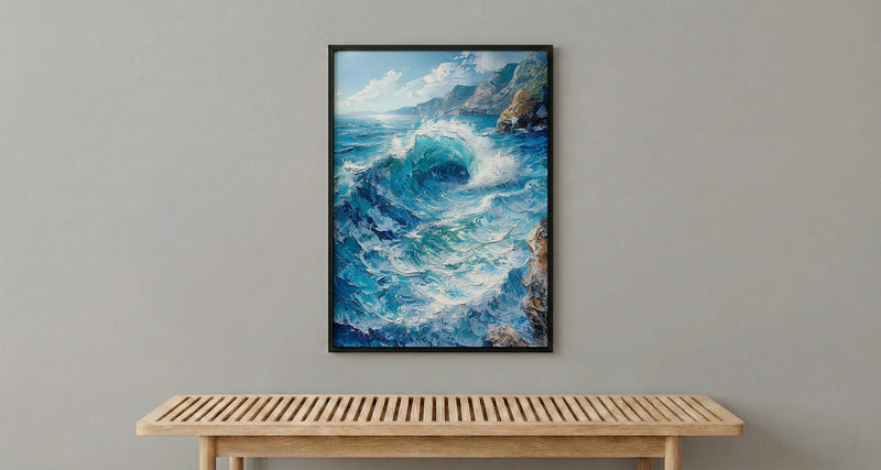 Cape Town Coast Wall Art, Crashing Wave Decor - Rocky Ocean Landscape