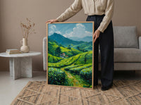 Rwanda Tea Hills Art Print, Green Plantation Decor - Morning Landscape