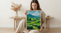 Rwanda Tea Hills Art Print, Green Plantation Decor - Morning Landscape