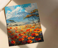 Kilimanjaro Wall Art, Blooming Savanna Decor - Majestic Mountain Print