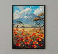 Kilimanjaro Wall Art, Blooming Savanna Decor - Majestic Mountain Print