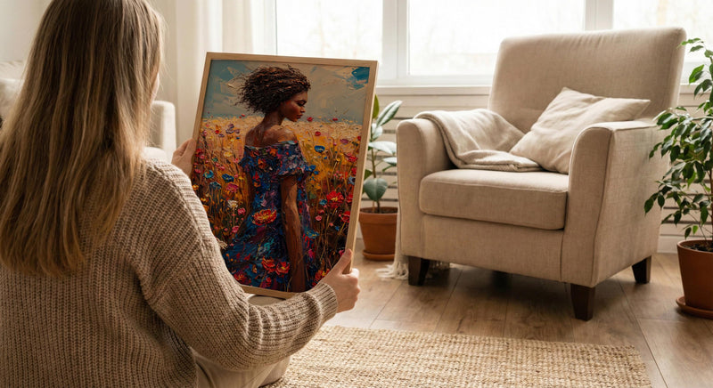 Sunlit African Woman Art Print, Colorful Summer Decor - Tribal Jewelry Portrait