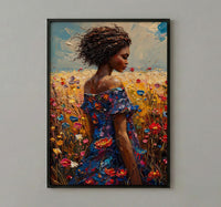 Sunlit African Woman Art Print, Colorful Summer Decor - Tribal Jewelry Portrait