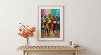 African Festival Drummers Wall Art, Colorful Summer Decor - Energetic Djembe Print
