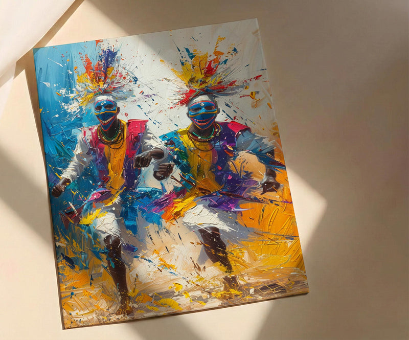 Traditional African Dance Wall Art, Summer Decor - Mask Dancer Print
