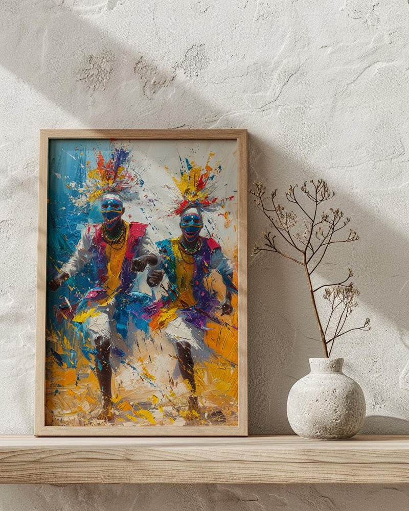 Traditional African Dance Wall Art, Summer Decor - Mask Dancer Print
