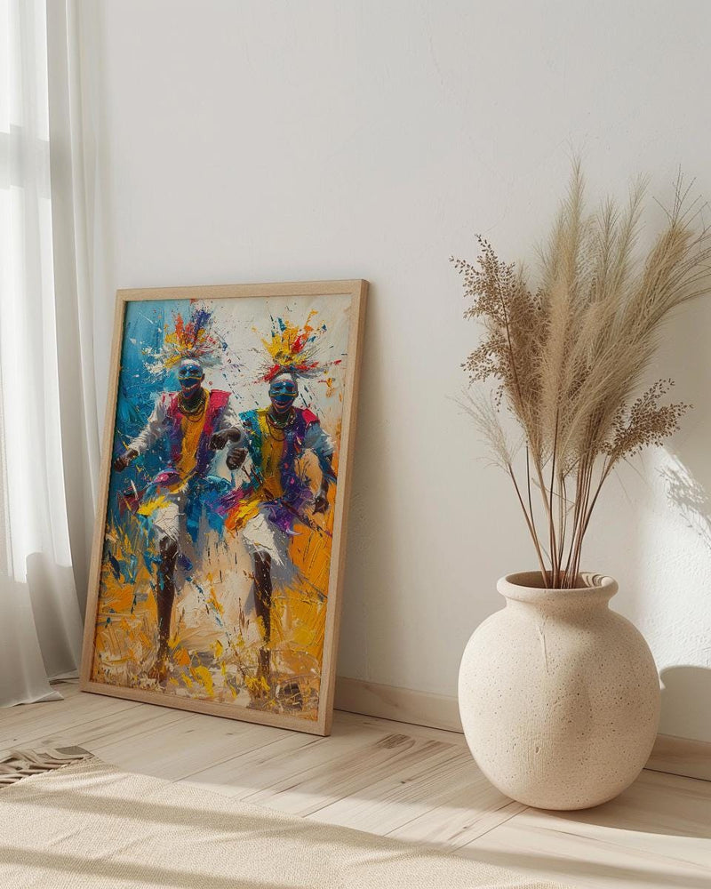 Traditional African Dance Wall Art, Summer Decor - Mask Dancer Print