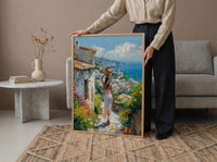 African Village Poster, Summer Wall Decor - Woman with Water Jug Art