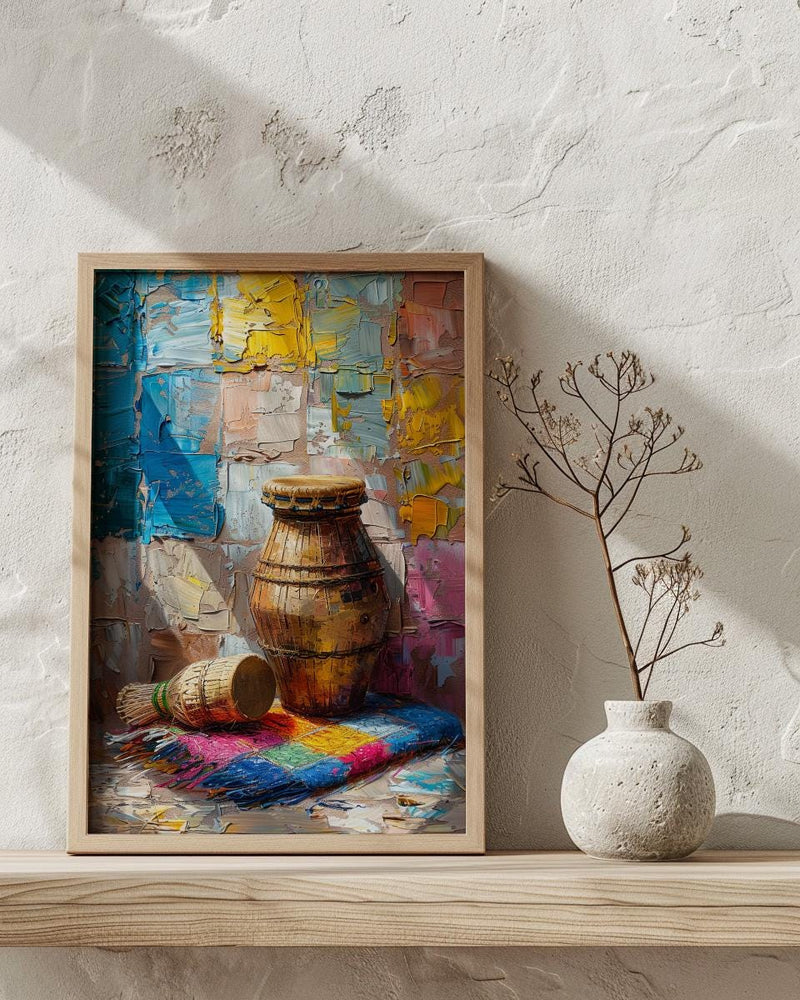 Abstract African Instruments Art Print, Summer Decor - Still Life