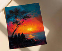 African Village Wall Art, Summer Sunset Decor - Elders Acacia Tree