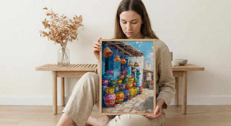 Handwoven Basket Wall Art, Rustic Market Decor - Traditional Craft Print