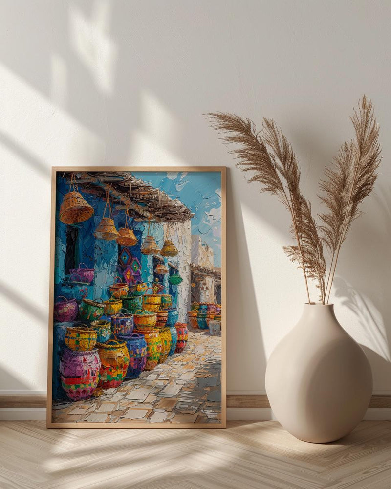 Handwoven Basket Wall Art, Rustic Market Decor - Traditional Craft Print