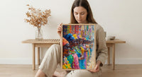 African Jewelry Wall Art, Beaded Craft Decor - Street Stall Landscape