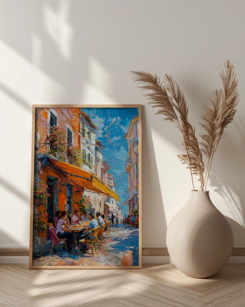Lively Street Cafe Art, African Market Decor - Sunny Awning Poster