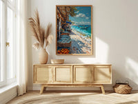 Coastal Fish Market Poster, African Beach Decor - Ocean Village Art