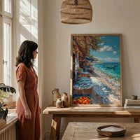 Coastal Fish Market Poster, African Beach Decor - Ocean Village Art