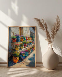 Terracotta Pottery Art Print, African Market Decor - Rustic Clay Poster