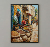 African Coffee Poster, Market Trader Decor - Roasted Bean Landscape