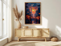 Evening Lantern Art Print, African Market Decor - Sunset Street Poster