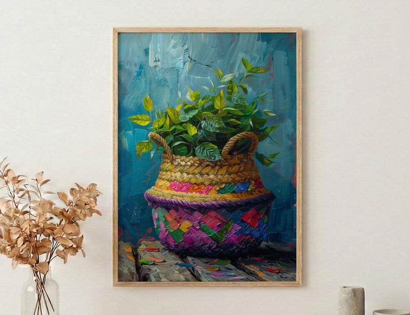 Coca Leaf Pouch Wall Art, Andean Culture Decor - Traditional Woven Fabric Summer Light