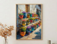 Terracotta Pottery Art Print, African Market Decor - Rustic Clay Poster