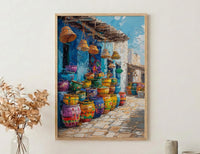 Handwoven Basket Wall Art, Rustic Market Decor - Traditional Craft Print
