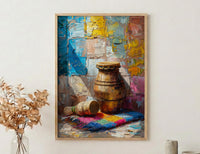 Abstract African Instruments Art Print, Summer Decor - Still Life