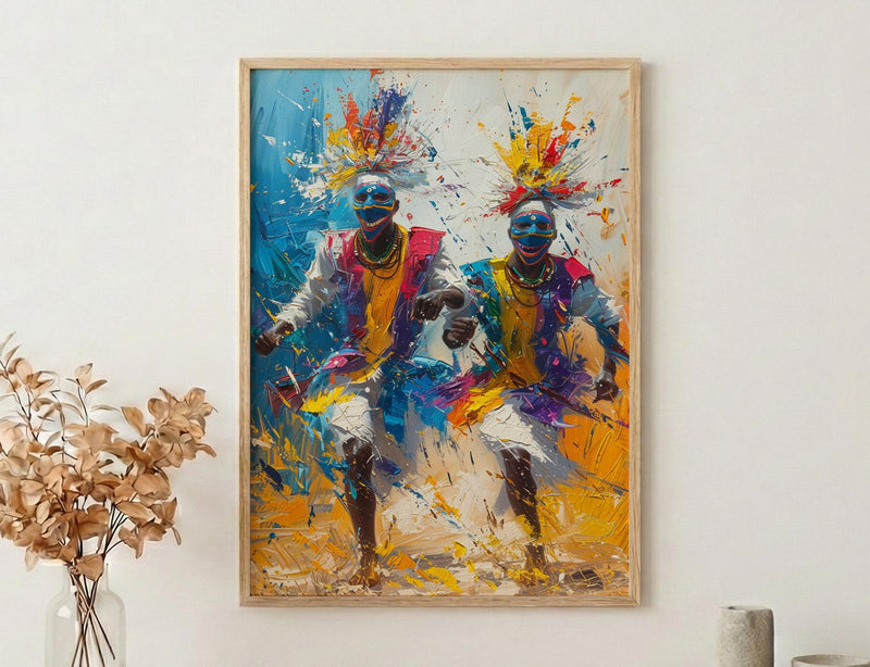 Traditional African Dance Wall Art, Summer Decor - Mask Dancer Print