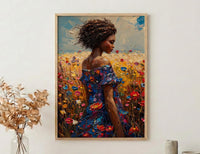 Sunlit African Woman Art Print, Colorful Summer Decor - Tribal Jewelry Portrait