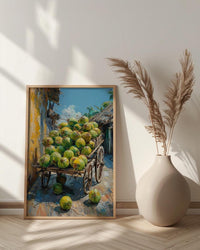 Fresh Coconut Cart Wall Art, Brazil Street Decor - Green Tropical Fruit Summer Vibe