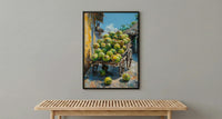 Fresh Coconut Cart Wall Art, Brazil Street Decor - Green Tropical Fruit Summer Vibe
