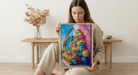 Mercado Woven Basket Poster, Latin America Craft Decor - Colorful Handmade Market Summer Light