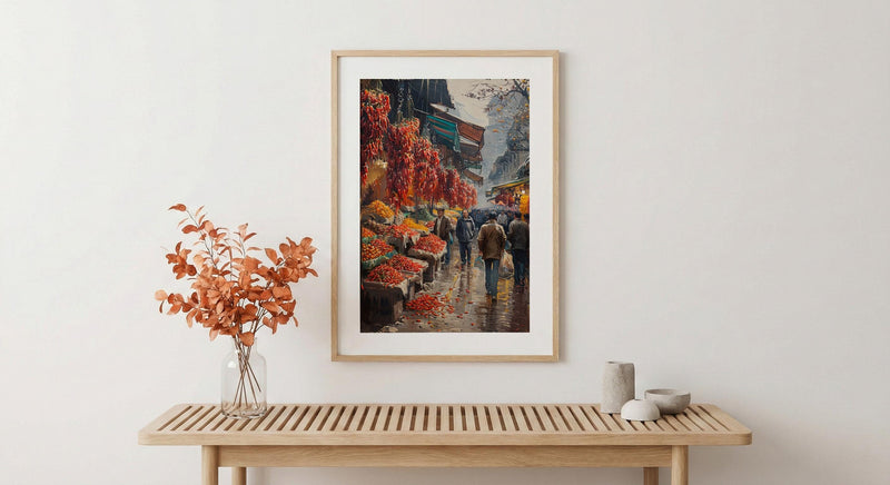 Colorful Chili Pepper Wall Art, Mexican Market Decor - Bright Red Green Summer Spice