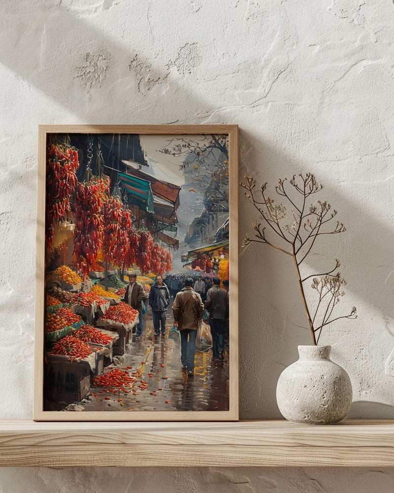 Colorful Chili Pepper Wall Art, Mexican Market Decor - Bright Red Green Summer Spice