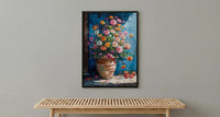 Terracotta Clay Pot Poster, Tropical Flower Room Decor - Handmade Garden Market Summer Sun