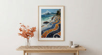 Copacabana Mosaic Walkway Wall Art, Rio Beach City Decor - Bright Blue Ocean Scene